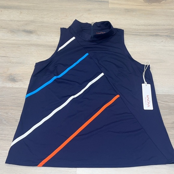 Kinona NWT Luxury Golf and Life Straight Drive sleeveless top navy blue UPF 50+ - Picture 5 of 10